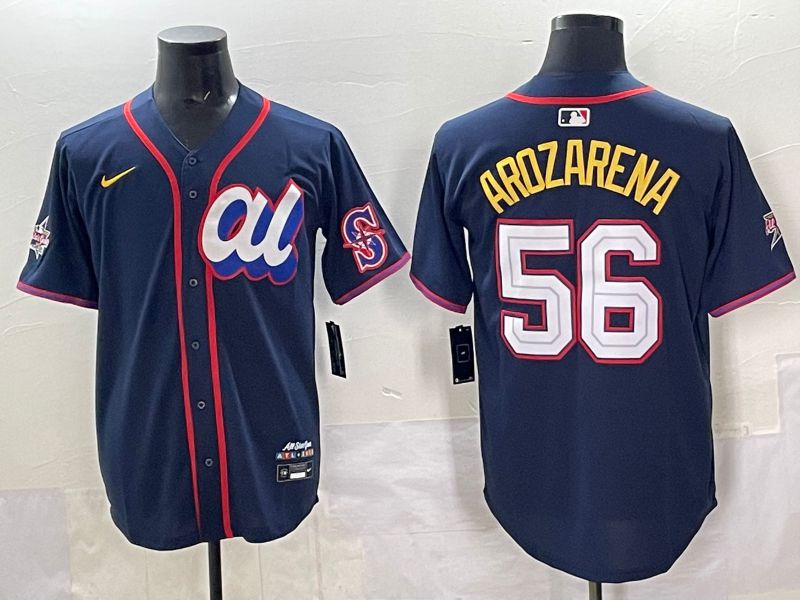 Men 2025 Seattle Mariners #56 Arozarena Drak Blue All star Nike MLB Jersey style 01->seattle mariners->MLB Jersey